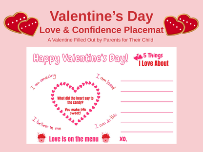 Valentine’s Day Love & Confidence Placemat for Kids - Instant Download