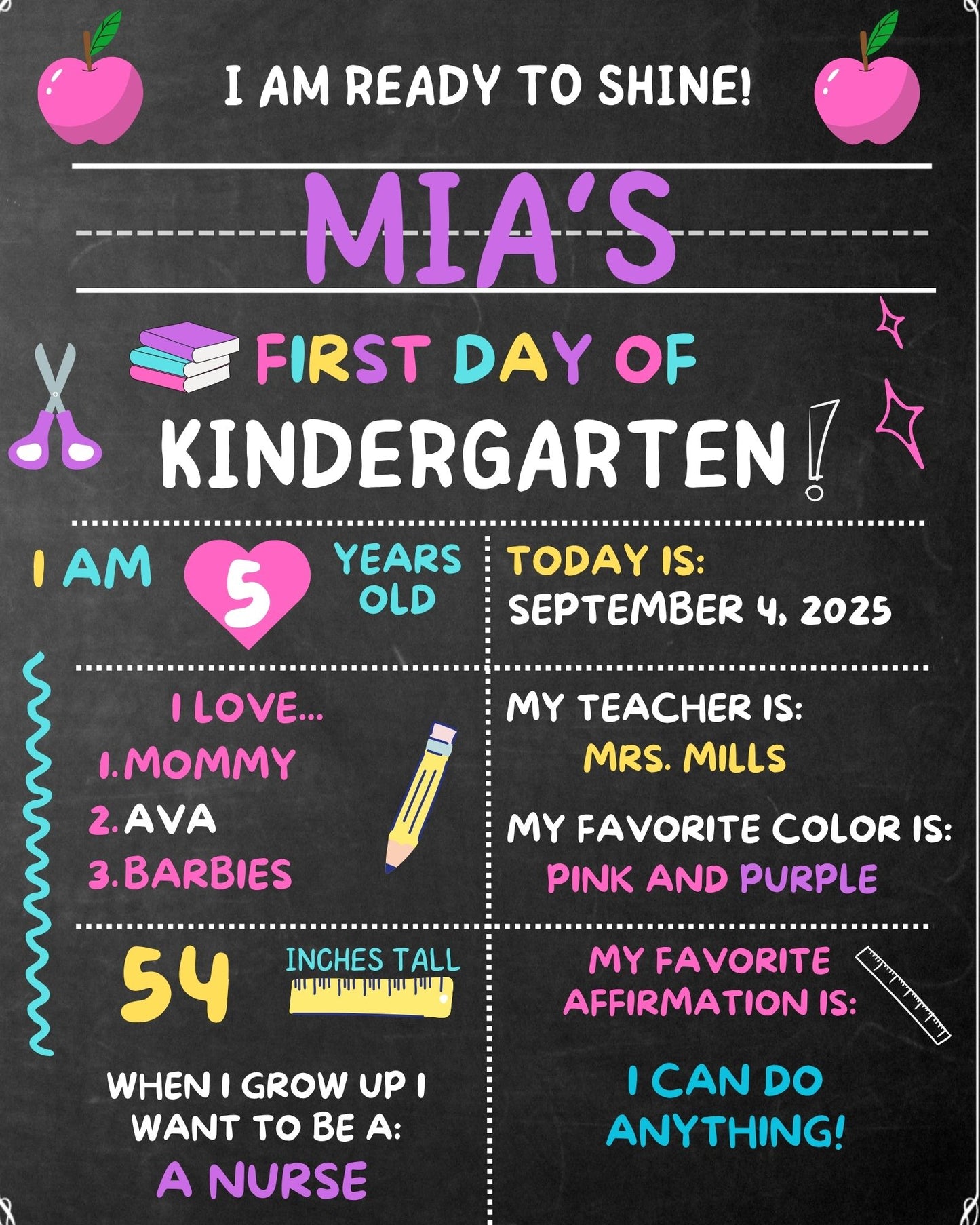 Personalized First Day of School Sign | Custom Back-to-School Printable for Kids