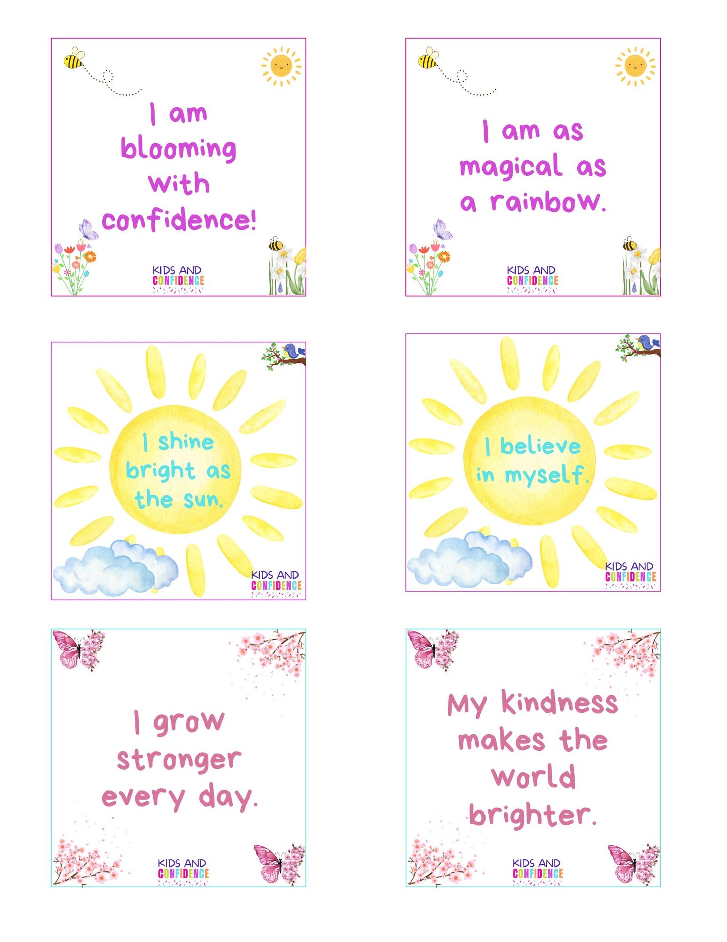 Printable Spring Affirmation Notes – Fun & Positive Notes for Kids